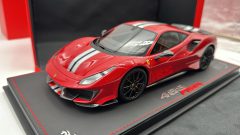 BBR Ferrari 488 Pista Rosso Corsa 1/18, Cerchi e Alettone in carbonio, Limited edition 218 PCS - scala 1:18