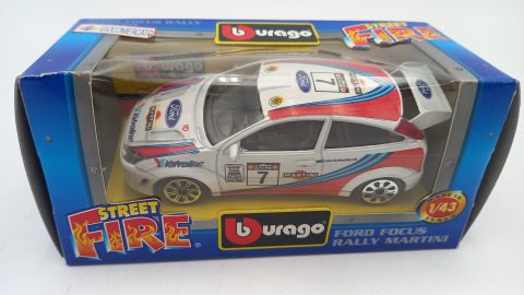 Bburago Ford Focus Rally Martini 1/43, confezione lievemente usurata