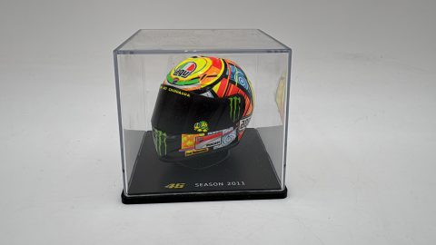 Casco Valentino Rossi 1/5 Stagione 2011, senza scatola originale, Teca lievemente usurata