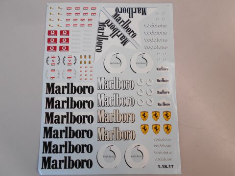 76 Colorado decals loghi Ferrari, Marlboro, Vodafone 1/18