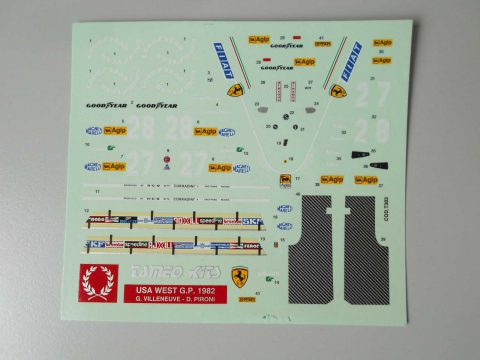 15 Tameo Kits T303 decals per TMK320 Ferrari 126 C2 USA West GP 1982 1/43