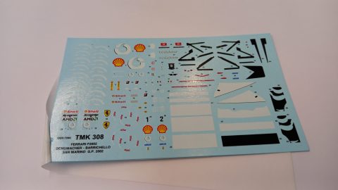 247 Tameo Kits T289 decals per TMK 308 Ferrari F2002 Schumacher Barrichello San Marino GP 2002 1/43