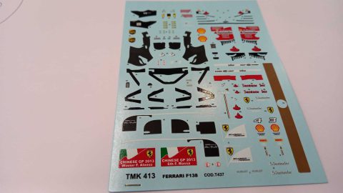 269 Tameo Kits T437 decals per TMK413 Ferrari F138 Alonso Massa 2013 1/43