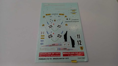 273 Tameo Kits T421 decals per TMK404 Ferrari 312 T2 Lauda Reutemann 1977 1/43