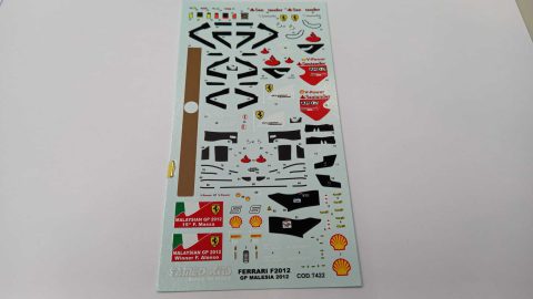 274 Tameo Kits T422 decals per TMK405 Ferrari F2012 Malesia GP 2012 1/43