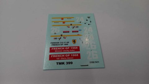 276 Tameo Kits T411 decals per TMK399 Ferrari 312 F1-68 1968 1/43