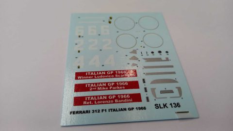 287 Tameo Kits decals per SLK136 Ferrari 312 F1 1966 1/43