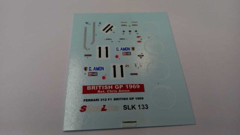 289 Tameo Kits decals per SLK133 Ferrari 312 F1 Amon 1969 1/43