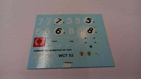 290 Tameo Kits decals per WCT53 Ferrari 500 F2 1953 1/43