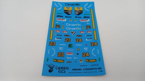 323 Tameo Kits DK072 decals per Minardi Cosworth M188 1988 1/43