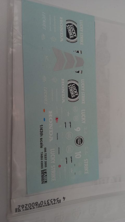 348 decals Tabu Design 43003 per Bar 006 winter test 2005 1/43