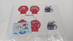 351 decals MSMD093 per casco e tuta Alain Prost 1/43, mancante di alcune decals - scala 1:43