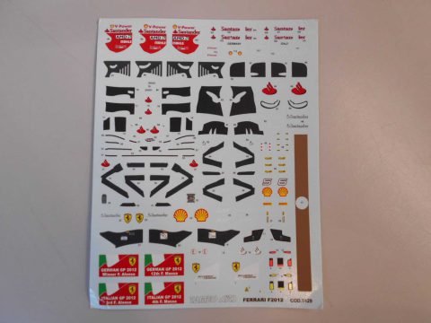 8 Tameo Kits decals T429 per TMK410 Ferrari F2012 Italian/German GP 2012 1/43