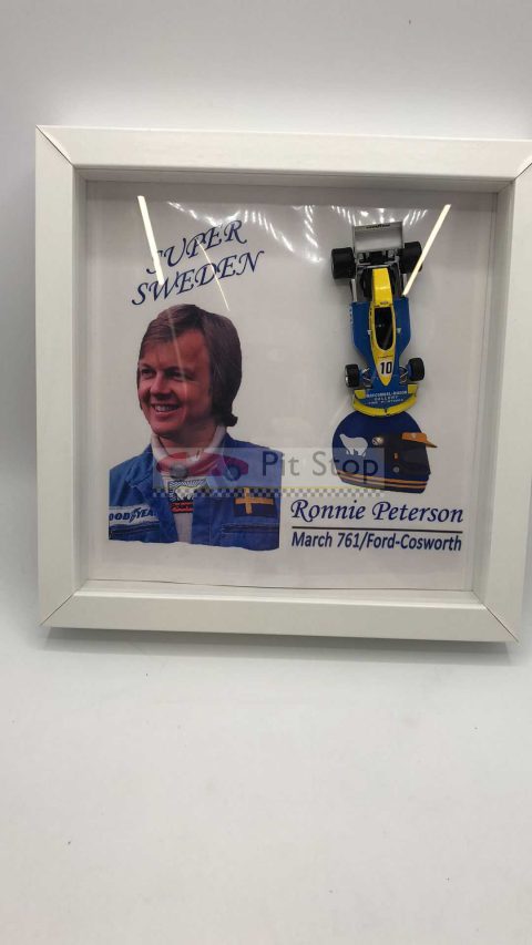 March 761/Ford-Cosworth 1976 Ronnie Perterson 1/43. Modello in quadro. Dimensioni del quadretto 25,5 x 25,5 cm
