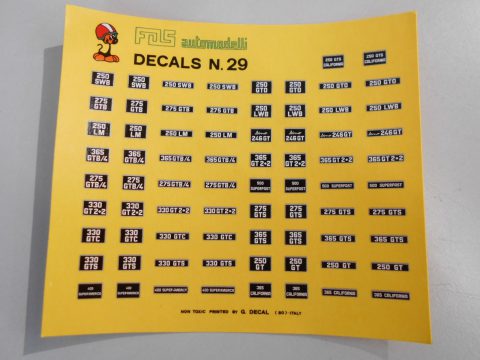 89 fds decals targa Ferrari 250lm Dino 365,330,400,275,500 1/43