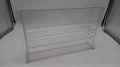 Vetrina/teca showcase in plexiglass per modelli 1/43, misure esterne 39x7x25 cm altezza, base appoggio modelli 36x6 cm, pian?